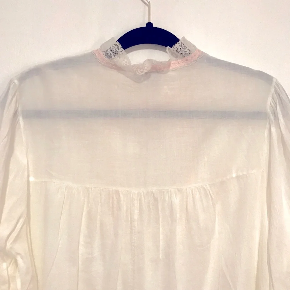 Vintage Night Flowers lingerie ivory cotton nightgown with lace detailing - Picture 6 of 11